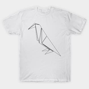 Graphic design origami crow black and white t-shirt T-Shirt